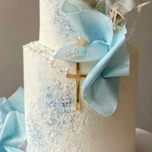 Load image into Gallery viewer, Gold cross plain cake plaque
