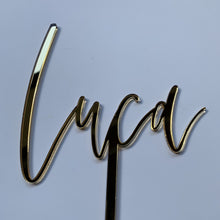 Load image into Gallery viewer, Gold mirror one word cake topper