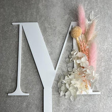 Load image into Gallery viewer, Large Letter (Single) with dried flowers cake topper