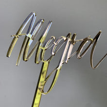Load image into Gallery viewer, Gold mirror one word cake topper
