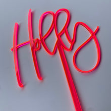 Load image into Gallery viewer, Fluoro pink one word cake topper
