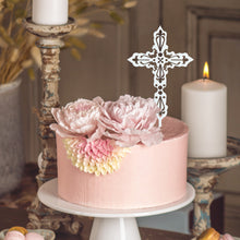 Load image into Gallery viewer, White Cross cake topper
